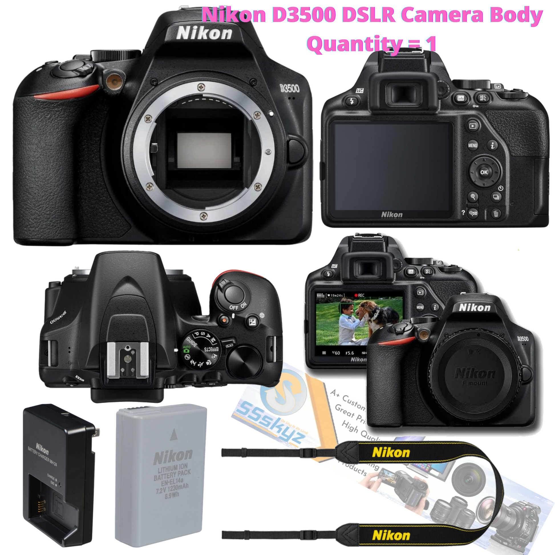 Nikon D3500 Dslr Camera Black Bluetooth Vr Digital Full Hd Body 